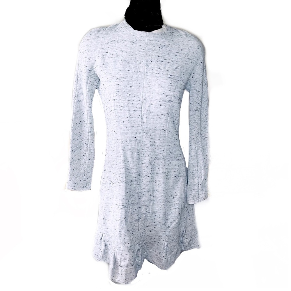 ⏳EUC- Carven Cotton/Wool/Viscose Pleated Hem Sweat Shirt Dress w/Back Zip